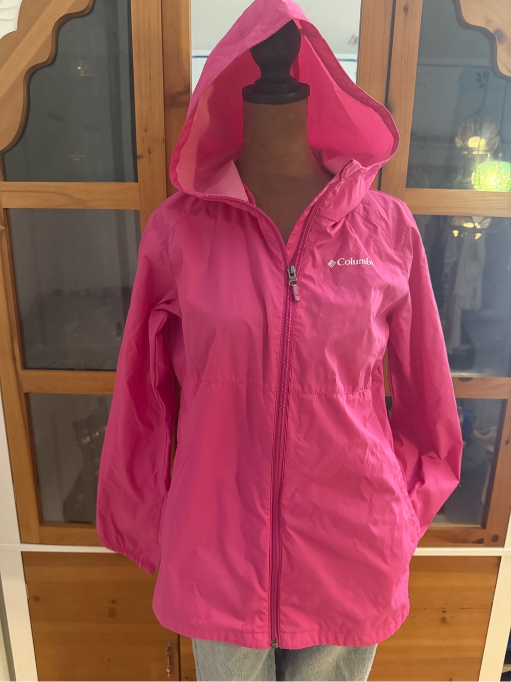 Columbia Women's Bright Pink Hooded Windbreaker Jacket